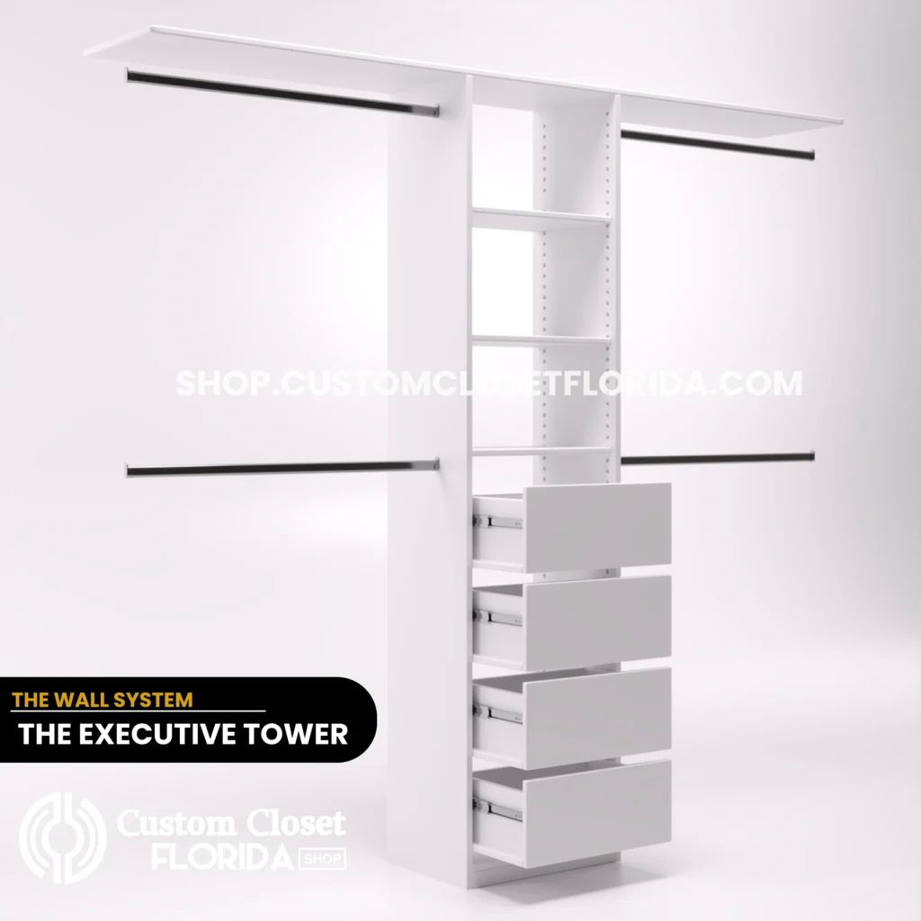 closet drawer and shelf tower front view 95 inch